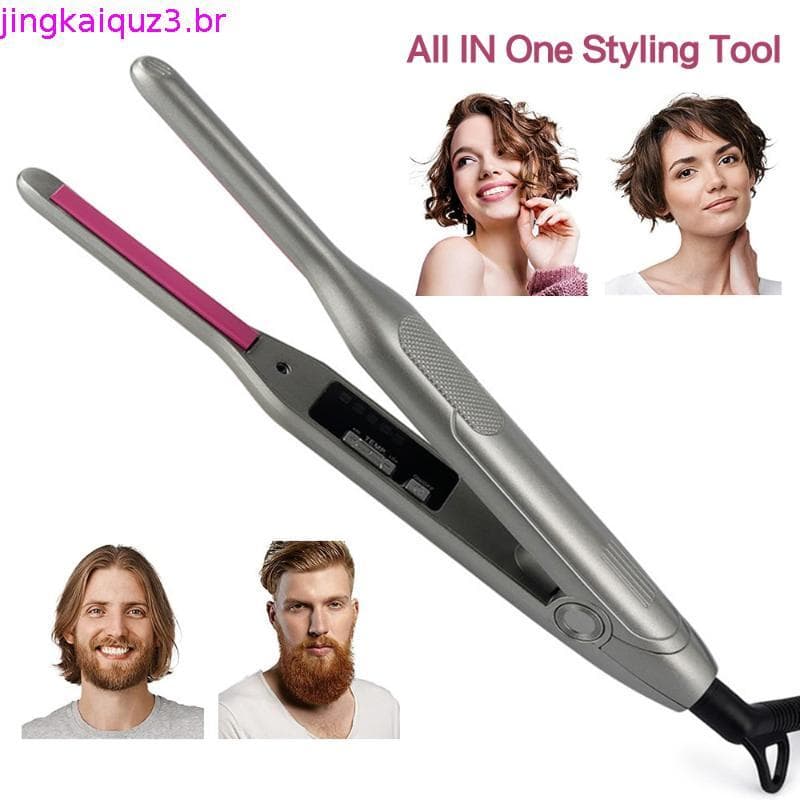 Nova 2 Em 1 Profissional Chapinha Para O Cabelo Curto Curling Ferro Alisador De Cabelo Led Alisador De Cabelo Barba Cer