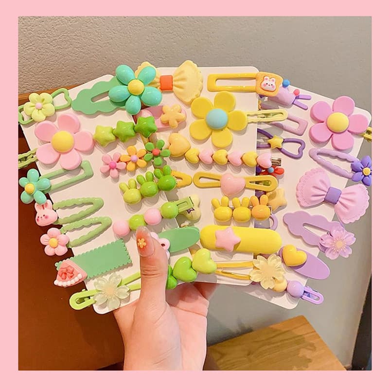 Conjunto de 14 peças de grampo de cabelo infantil, novo estilo, doce, menina, grampo de cabelo, menina, lindo cocar de b