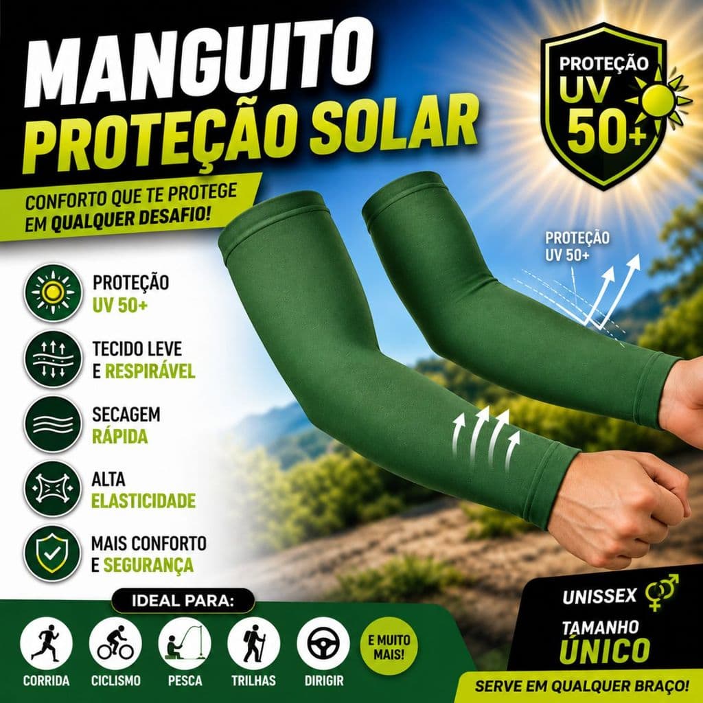 Manguito Mangote para Braços com Proteção Solar UV50+ – Moto, Ciclismo e Trabalho Externo