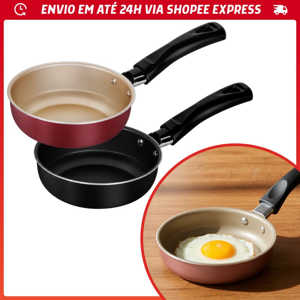 Frigideira Antiaderente Interno Frigiovos N14 Ideal Para Ovos Omelete em Alumínio