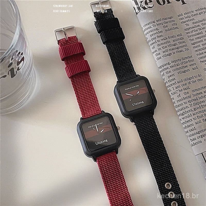 Relógio popular com design de nicho no Instagram, relógio com pulseira de lona de nylon para estudantes, meninas do ensi