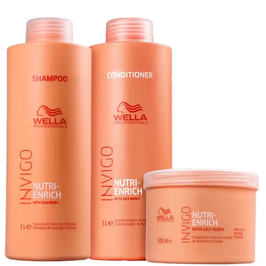 Wella - Nutri Enrich - Kit Shampoo 1 L + Condicionador 1 L + Mascara 500 Ml