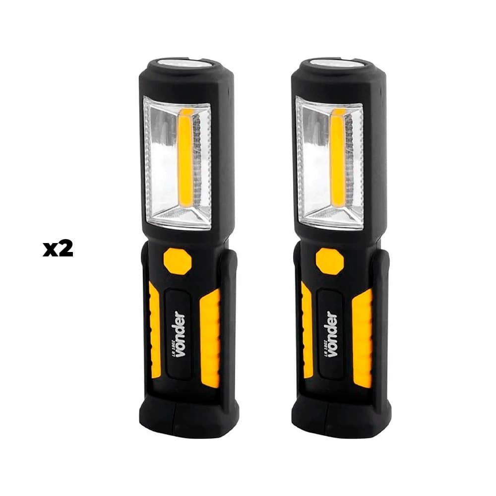 2 Lanternas Recarregáveis De Inspeção 2W COB+3LEDs LR180I Vonder