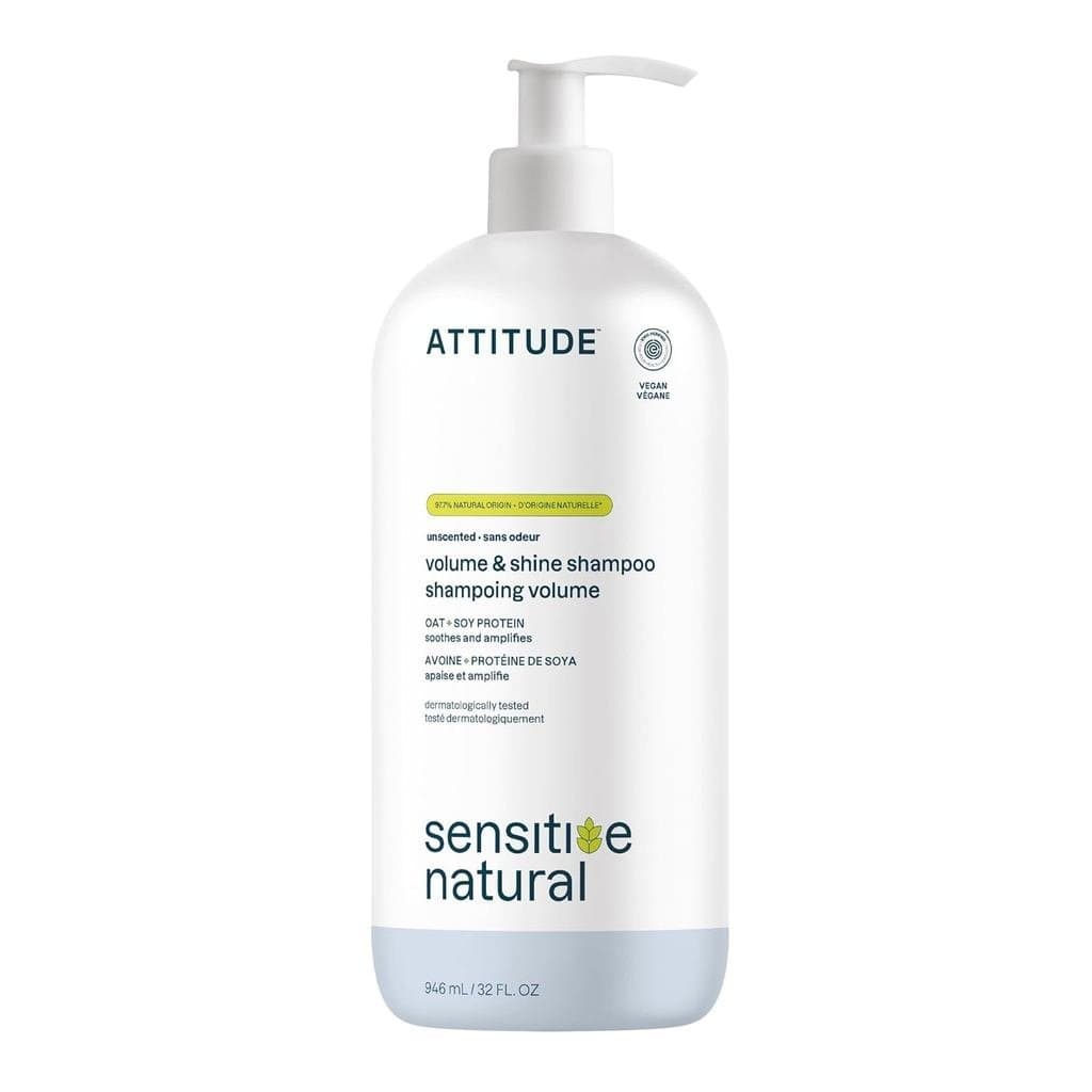 Shampoo ATTITUDE para Couro Cabeludo Seco e Sensível, Verificado pela EWG, Aveia Calmante, Para Cabelos Finos, Ingredien