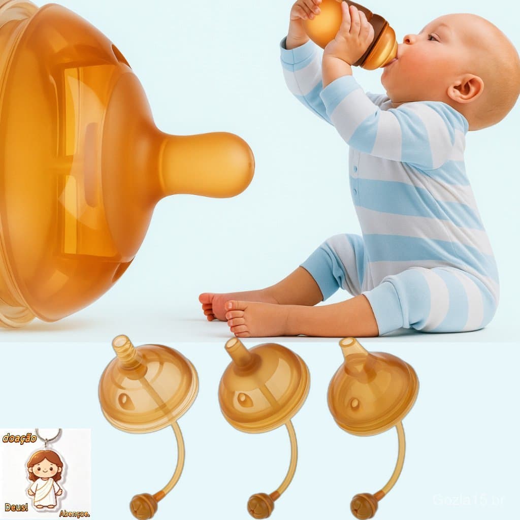 Bico de Mamadeira de Silicone  Imita o Seio Materno  Anticólica Bebe Infantil Alimentação transição