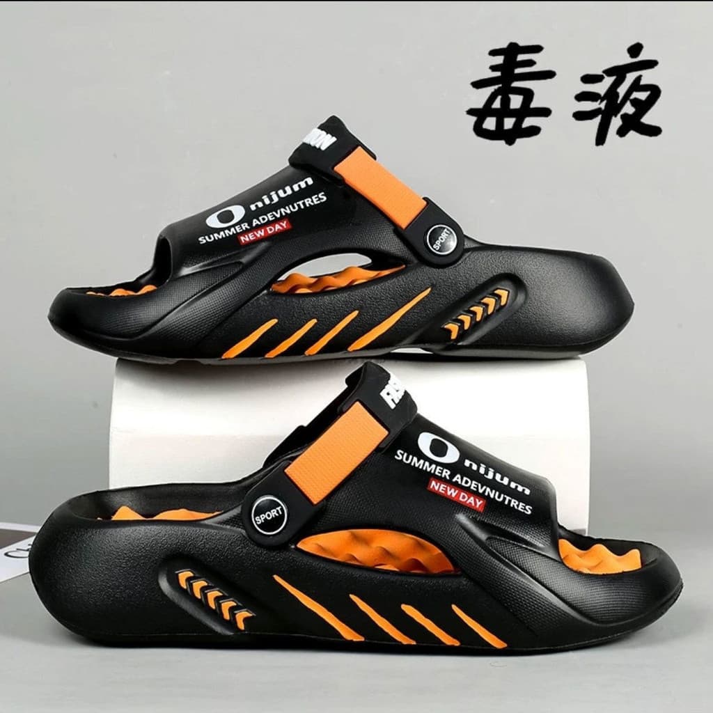 (w) Sandálias Masculinas De Sola Grossa , Duas Cores , Sapatos Masculinos Com Furos , Chinelos De EVA Praia Em Um