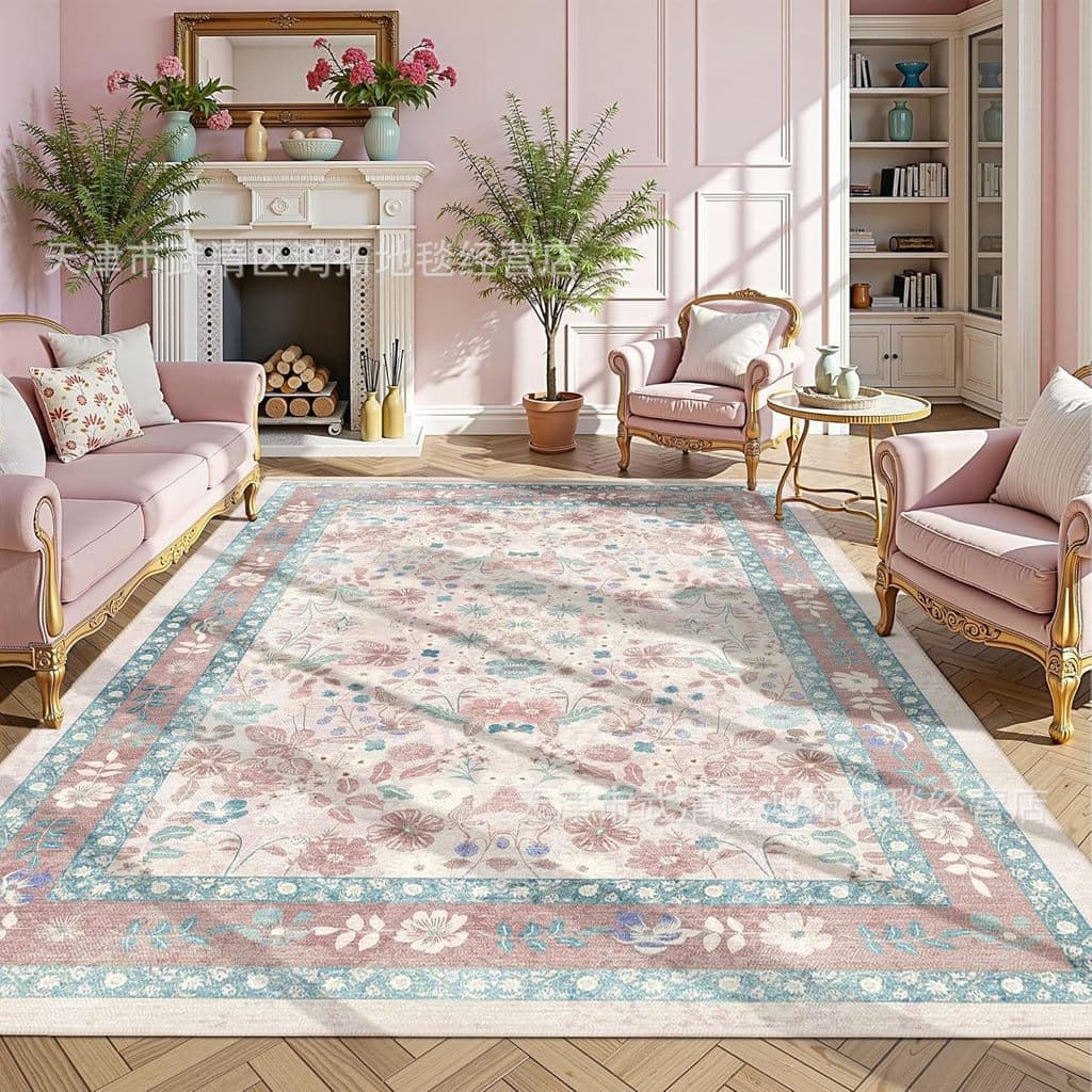 [Novo produto] Textura de flor Tapete persa Decoração de sala de estar Tapete de cabeceira de quarto cheio de tapetes Re