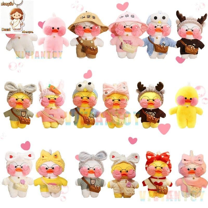 30cm Kawaii Lalafanfan Brinquedos De Pelúcia De Pato Com Roupas Almofada Boneca Animal Recheada Plushies Brinquedo Para