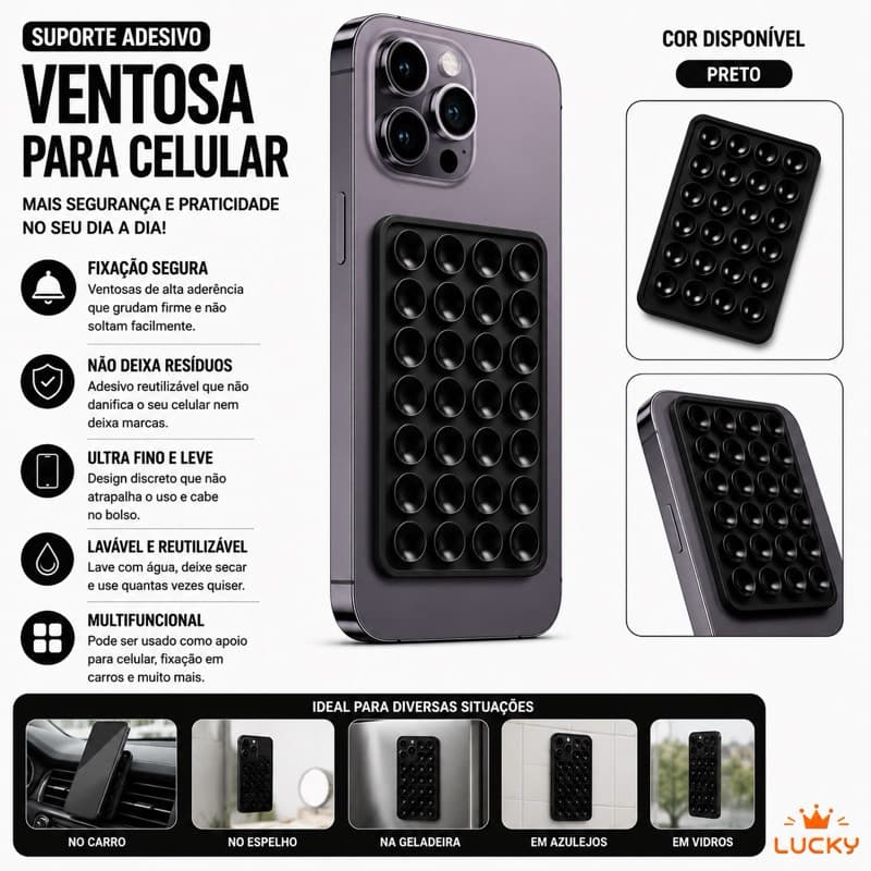 Kit 2 Ventosa Adesiva para Celular Suporte Alta Fixação