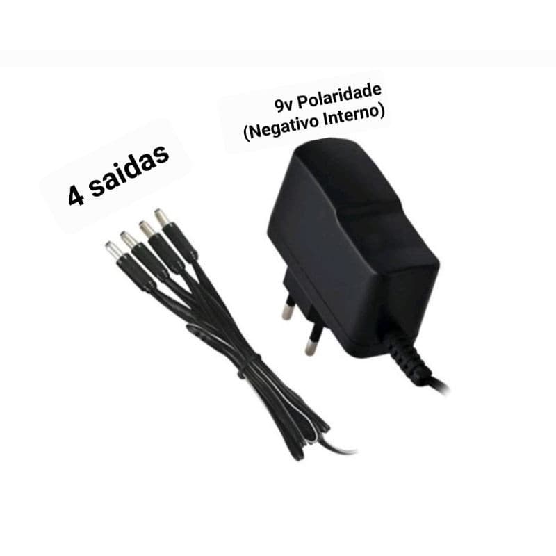 Fonte Pedal 9v dc 2a Para 4 Pedais Centro Negativo Bivolt