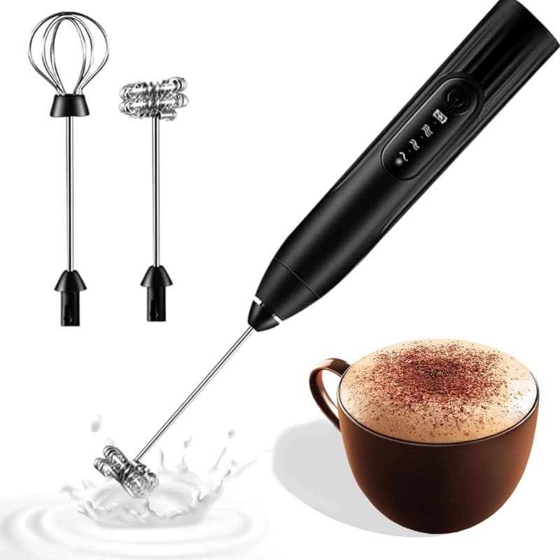Misturador Elétrico 3 Velocidades USB com Batedor Inox 304 para Ovos e Creme – Preto