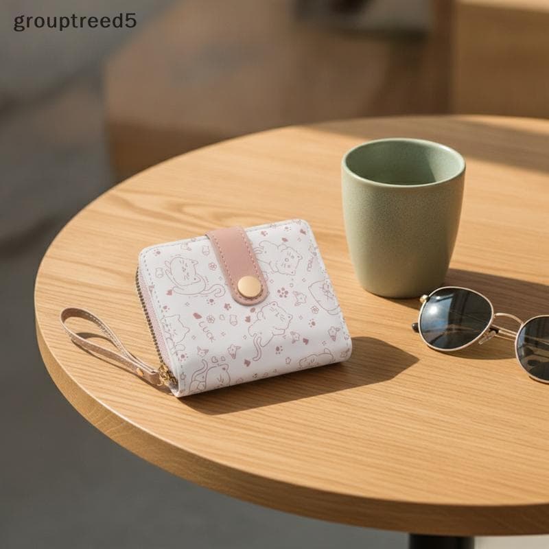 grouptreed5 Bolsa De Moedas Com Padrão De Gato Fofo , Mini Carteira Zíper Para Mulheres , Mão Portátil Compras Diárias ,