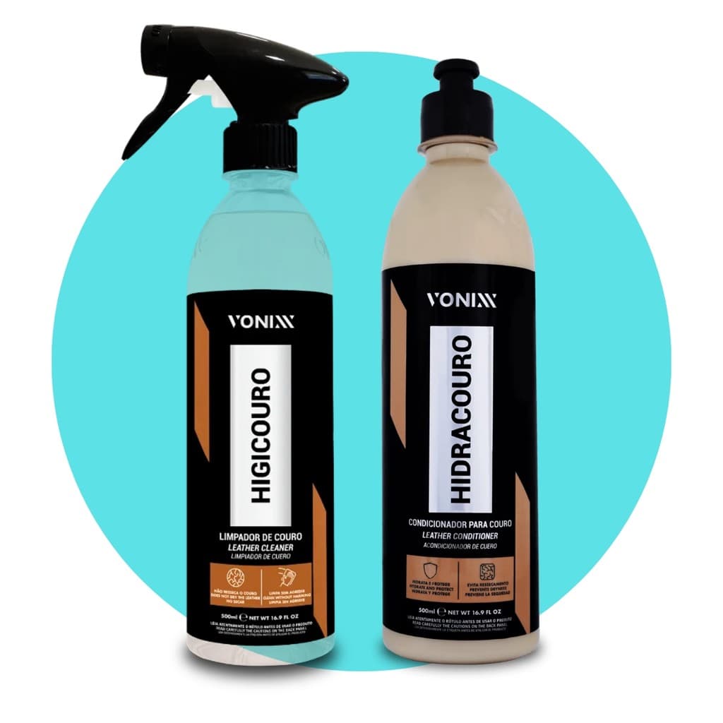 Kit Tratamento De Couro Vonixx: Higicouro + Hidracouro 500ml Limpa E Hidrata Proteção UV Original