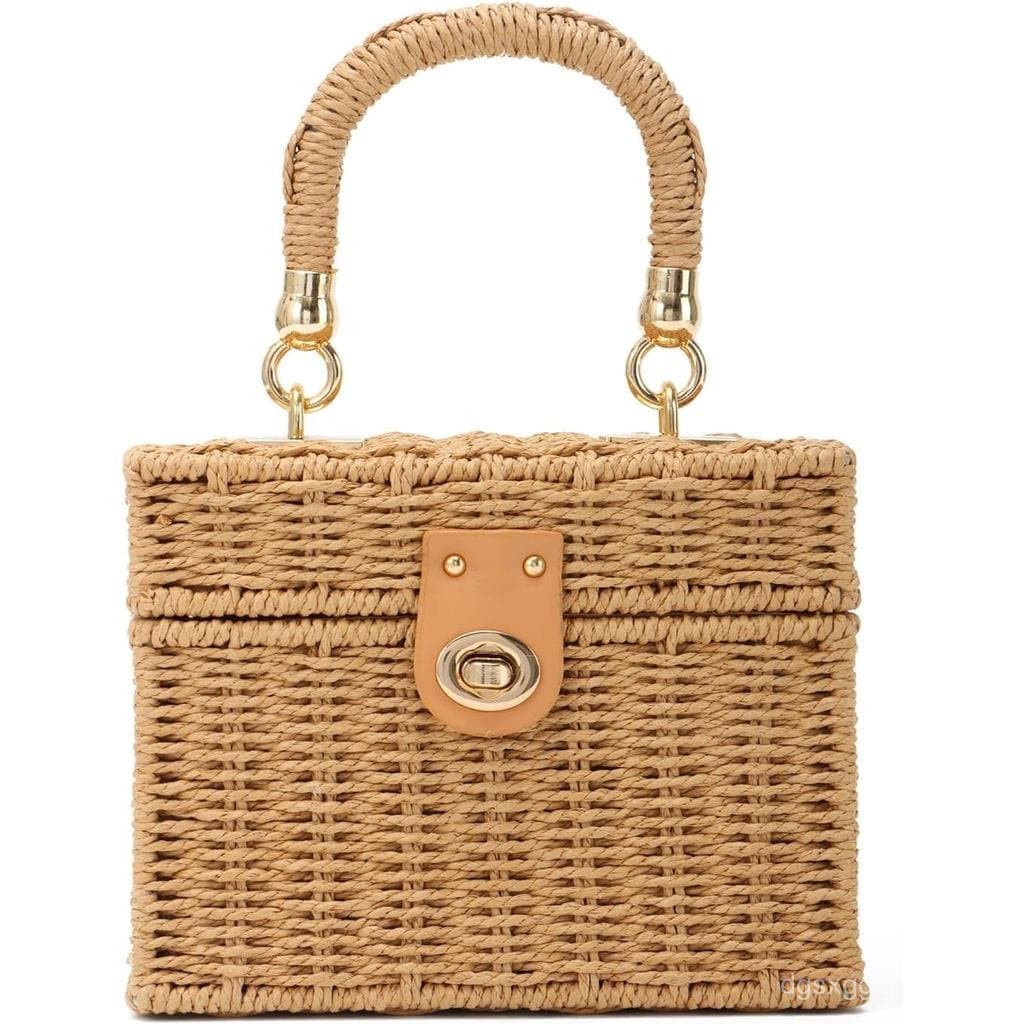 Bolsa de Rattan Oweisong para Mulheres, Bolsa de Palha de Verão, Bolsa Transversal Trançada, Bolsa de Praia Moderna com