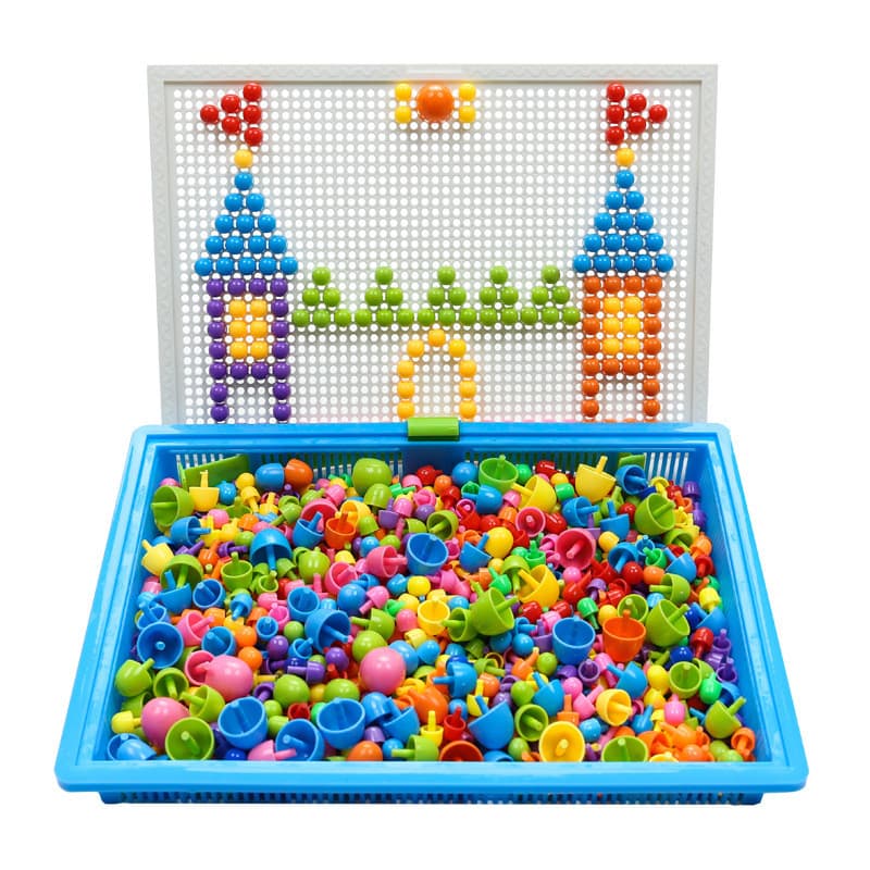 Brinquedo de blocos de montar com encaixes para meninos, brinquedo educativo, quebra-cabeça de cogumelos com encaixes, q
