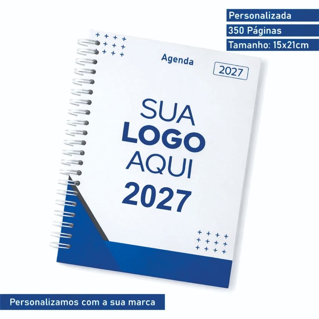 Agenda 2027 Capa Dura Personalizada com Logo, Nome e Arte Exclusiva