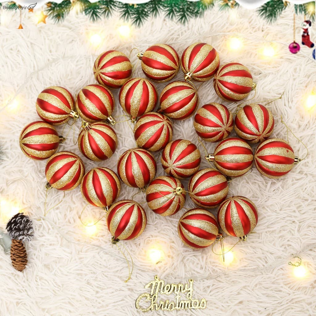 Conjunto De Enfeite De Bola De Natal De Plástico Com Cordas Penduradas , Enfeites Leves De Árvore DIY Para Decoração De