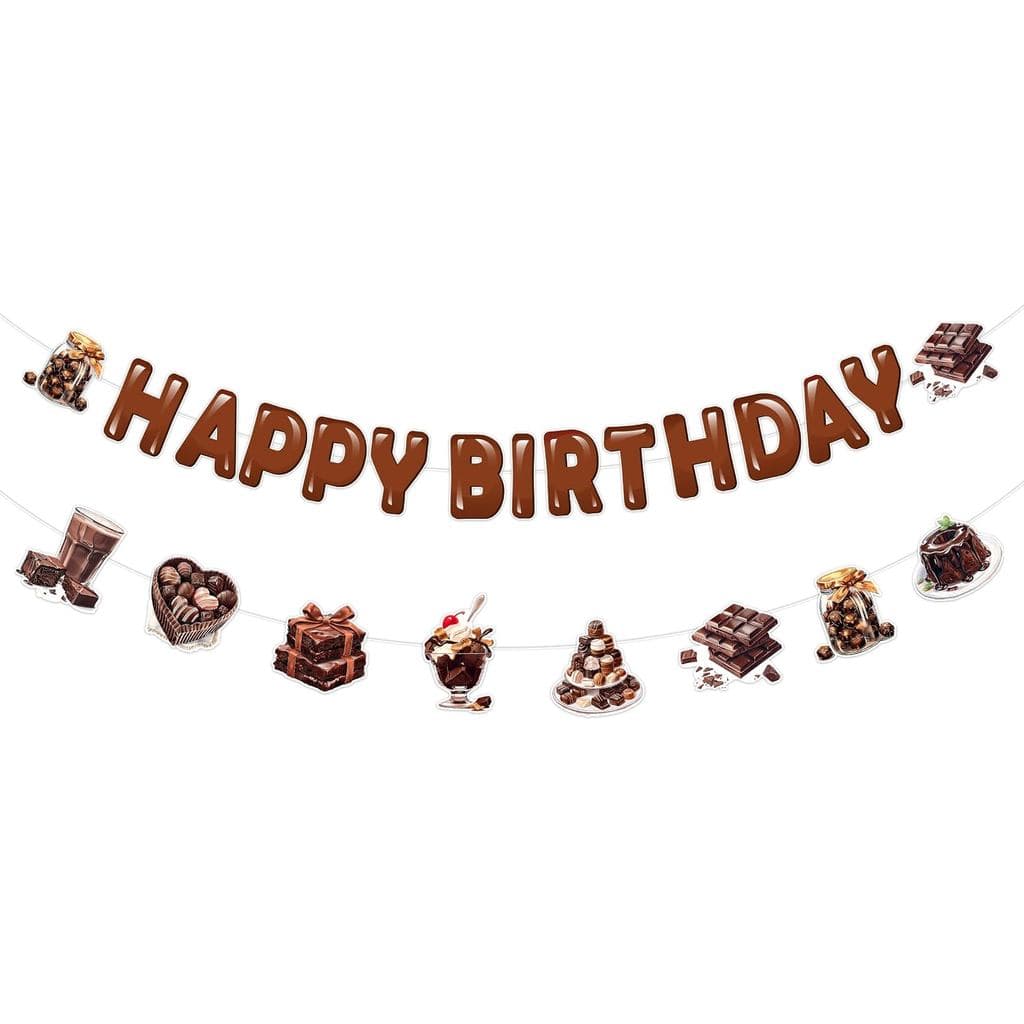 Decorações de Festa de Aniversário com Tema de Chocolate, Faixa de Feliz Aniversário de Chocolate, Guirlanda de Chocolat