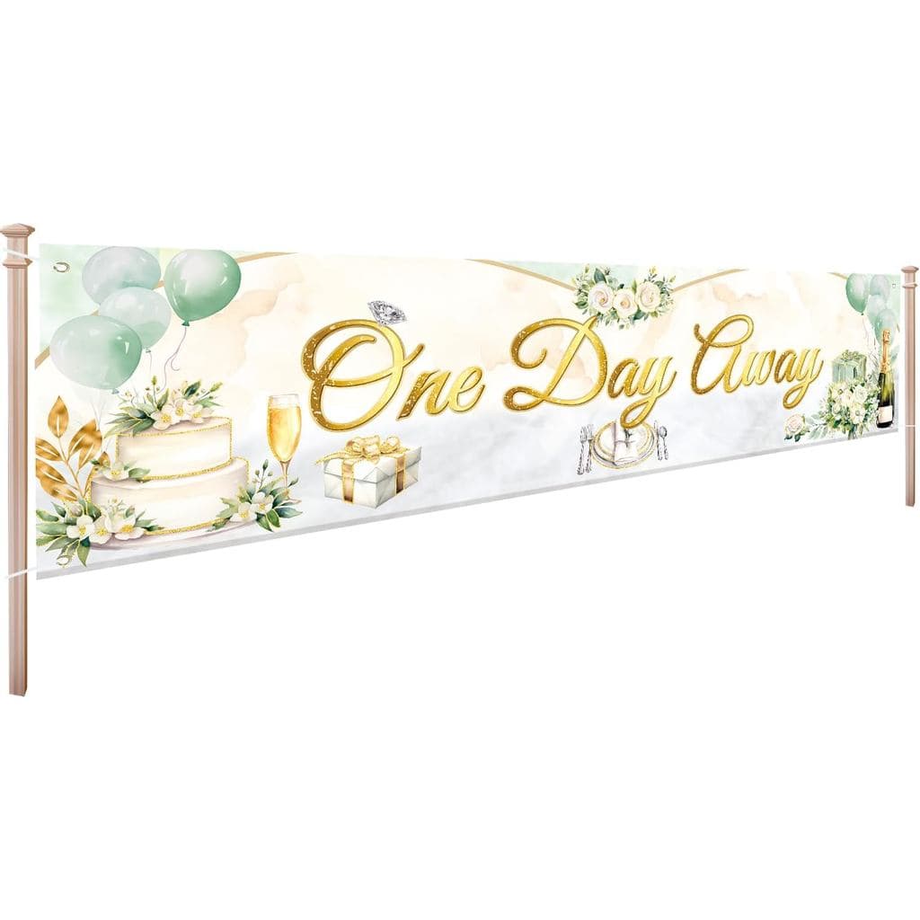 Faixa para Jantar de Ensaio, Faixa 'Falta Um Dia' 7,8 x 1,9 pés, Decoração 'Amanhã Nós Fazemos', Decoração para Festa de