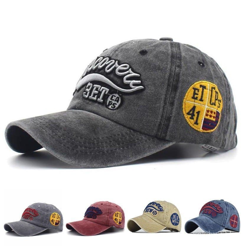 Boné de Beisebol Bordado em Algodão Lavado Estilo Retrô, Casual para Esportes ao Ar Livre, Boné de Sol TM0F