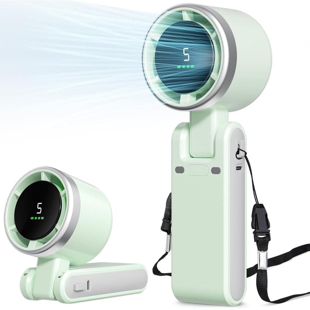 Ventilador Portátil, Mini Ventilador, Turbo Portátil, Ventilador Recarregável Portátil, 5 Velocidades, Displa