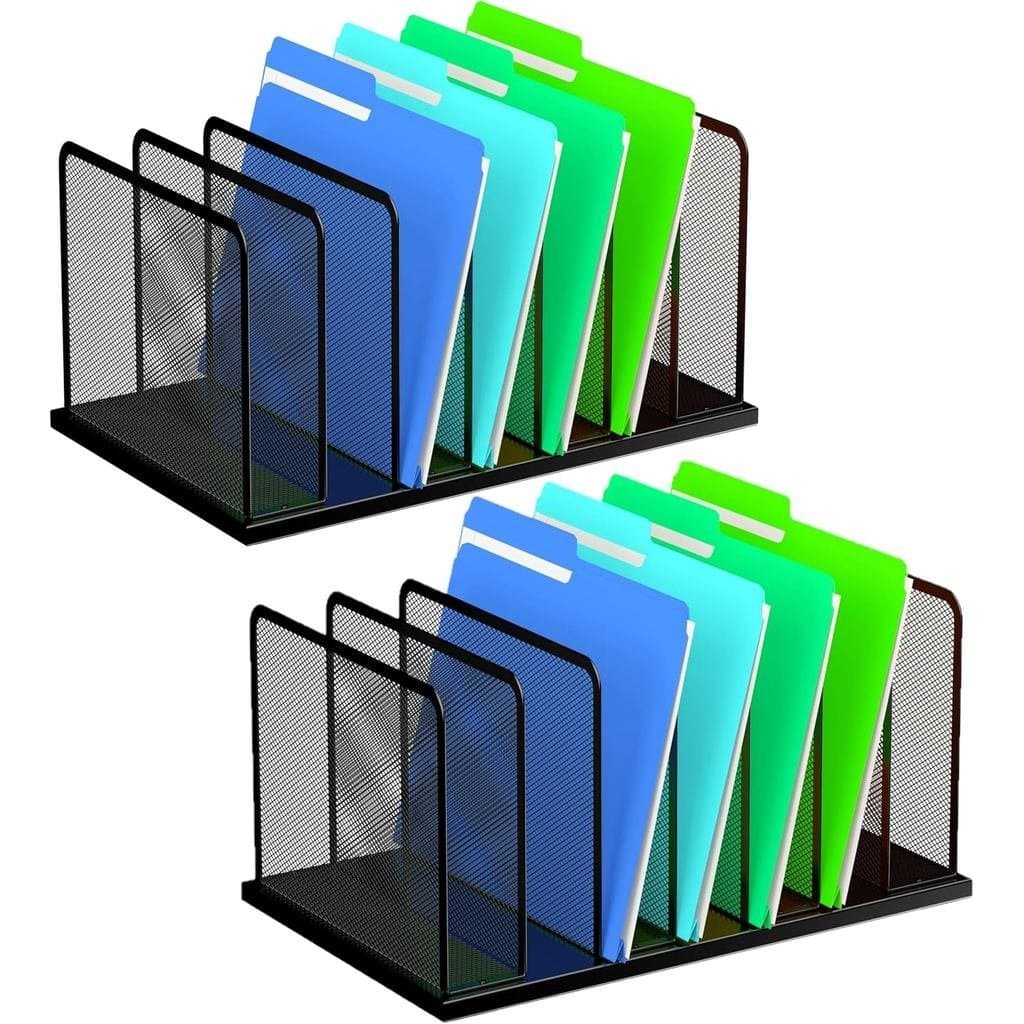 Organizador de arquivos vertical para escritório, organizador de mesa para sala de aula, 7 compartimentos para organizar
