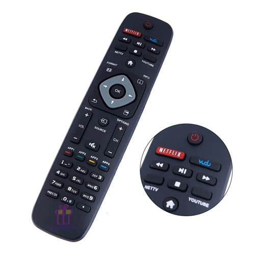 Controle Remoto Lelong LE-7515 para TV Philips Smart Netflix YouTube Vudu