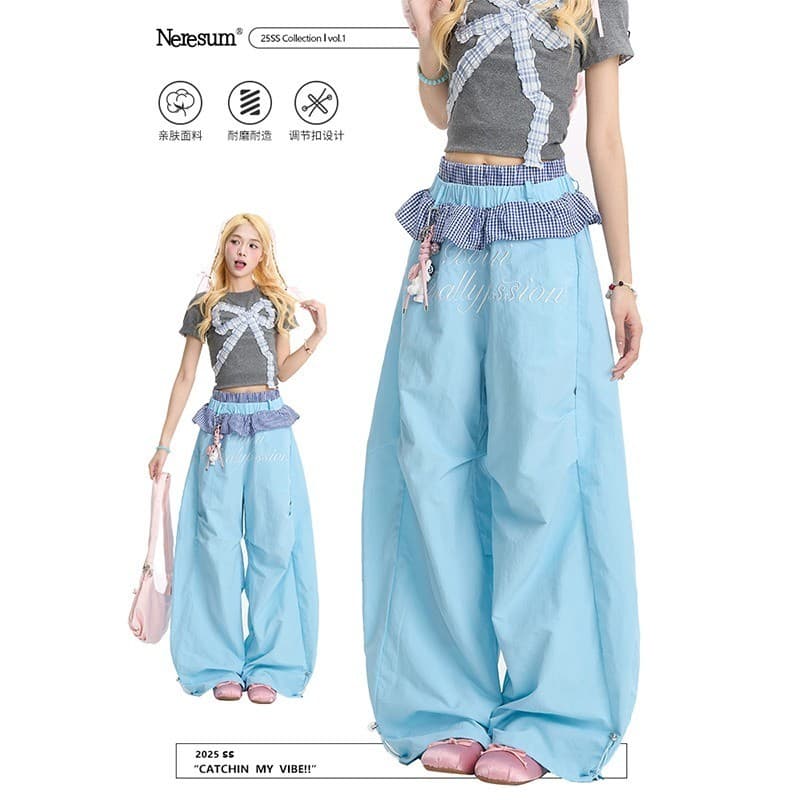Moda americana calças de perna larga femininas soltas calças casuais femininas