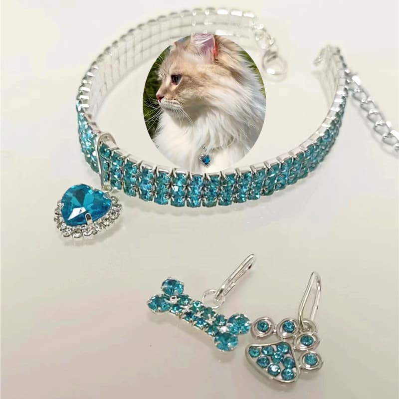 Suprimentos Para Animais De Estimação Três Fileiras Elásticas Strass Gato E Cachorro Coleira Acessórios De Cristal De