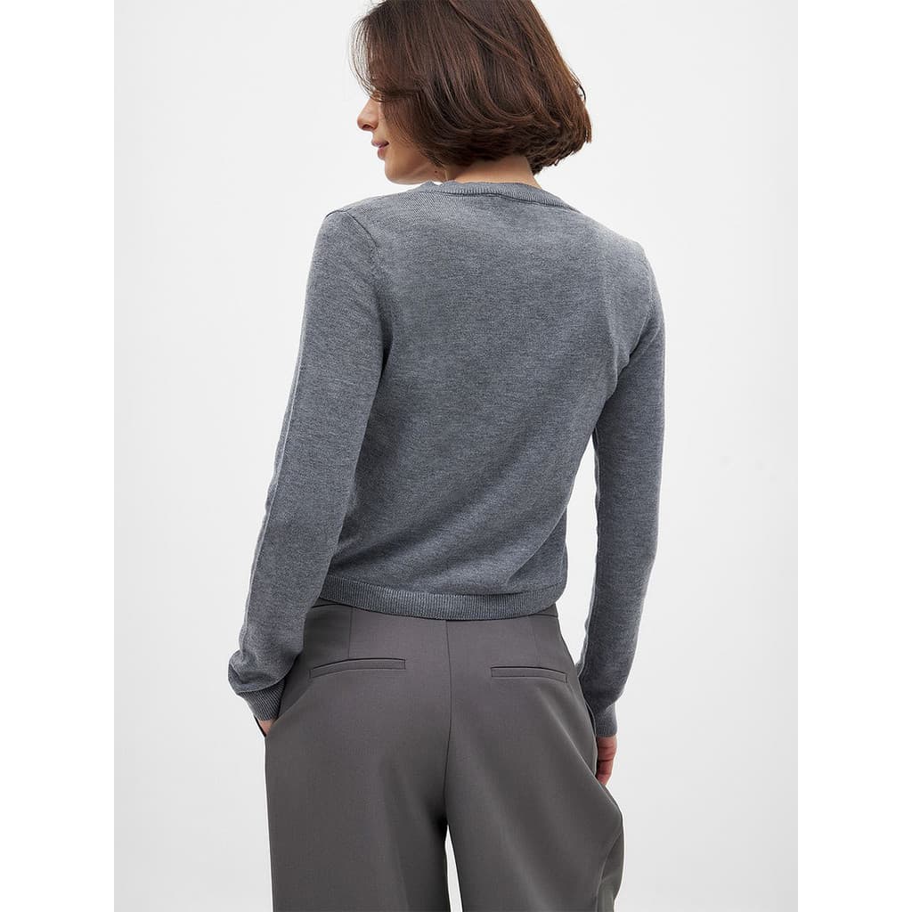 [Novo produto] Cardigan de malha de cor pura com gola redonda e camisa de fundo fino feminina manga comprida [Venda quen