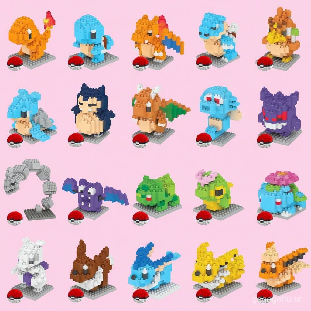 LBYU8044-8063 Pokémon Blocos de Construção Montagem de Brinquedos Educacionais Modelo de Partículas de Diamante