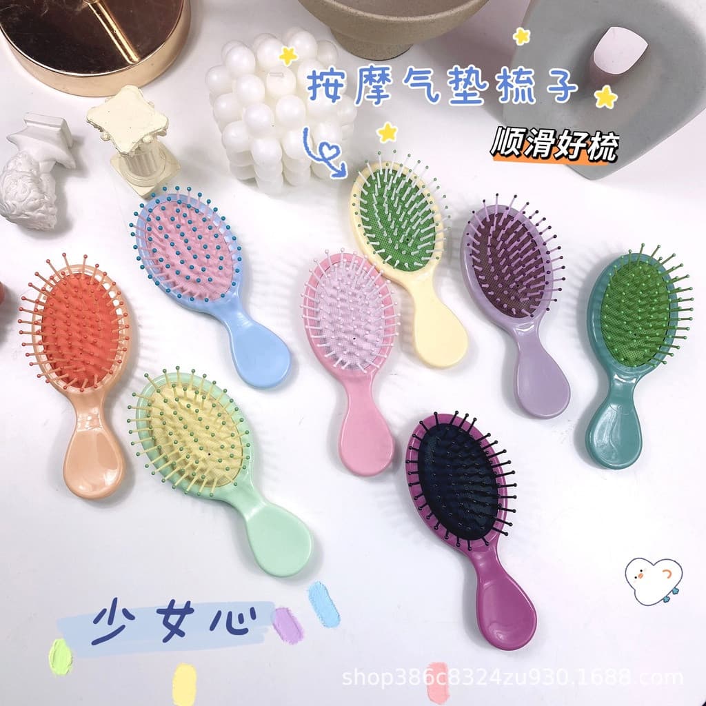 Escova de massagem com almofada de ar, escova com airbag, para pentear o cabelo em casa, dobrável, mini portátil, cor cr
