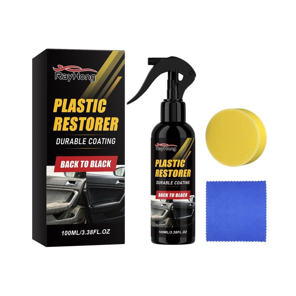 2 Peças Spray Restaurador de Plástico RayHong para Interior e Exterior de Carros, Renovador de Plásticos, Devolve a Cor