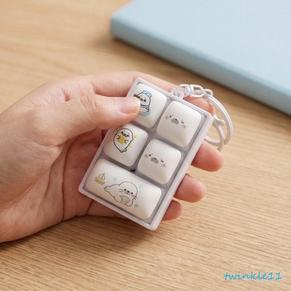Pingente De Teclado TWINKLE Seal , Brinquedo Pequeno De Botão De Descompressão De 5 Teclas , Estilo Criativo
