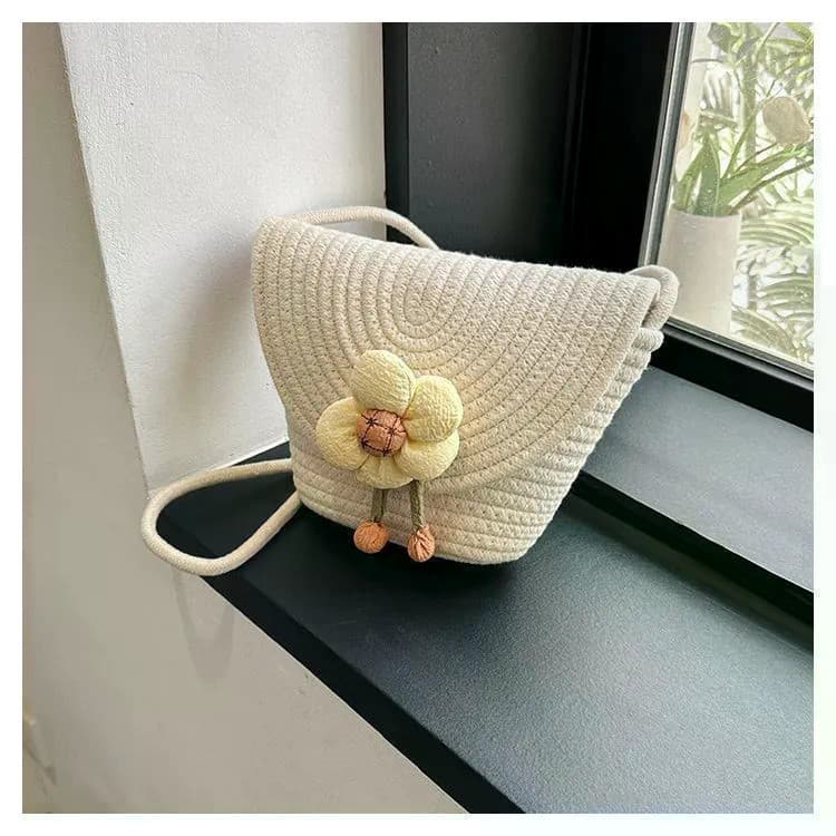 [XKB] Nova Moda de Verão 2026, Bolsa Transversal de Palha Fofa, Bolsa Feminina, Bolsa de Praia Infantil, Bolsa de Telefo