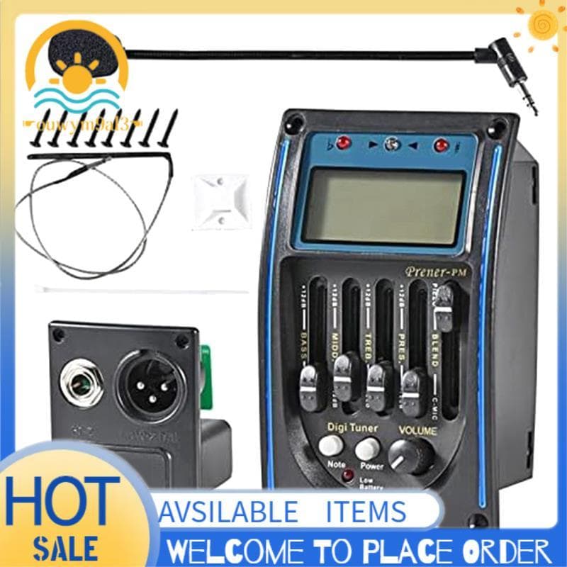 1 Conjunto De Captador De Guitarra Acústica Pré-Amplificador Piezo Sintonizador Com Microfone Display LCD