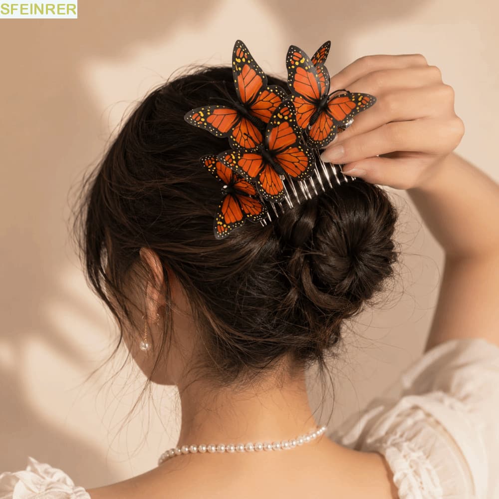 Pente De Cabelo Borboleta SFEINRER , Escova Portátil 3D , Grampos Metal Acessório