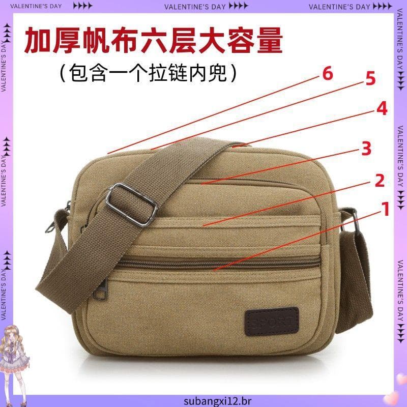 34 21 pessoas elogios na moda masculina moda novo estilo de grande capacidade Multi-camada lona bolsa de ombro masculina