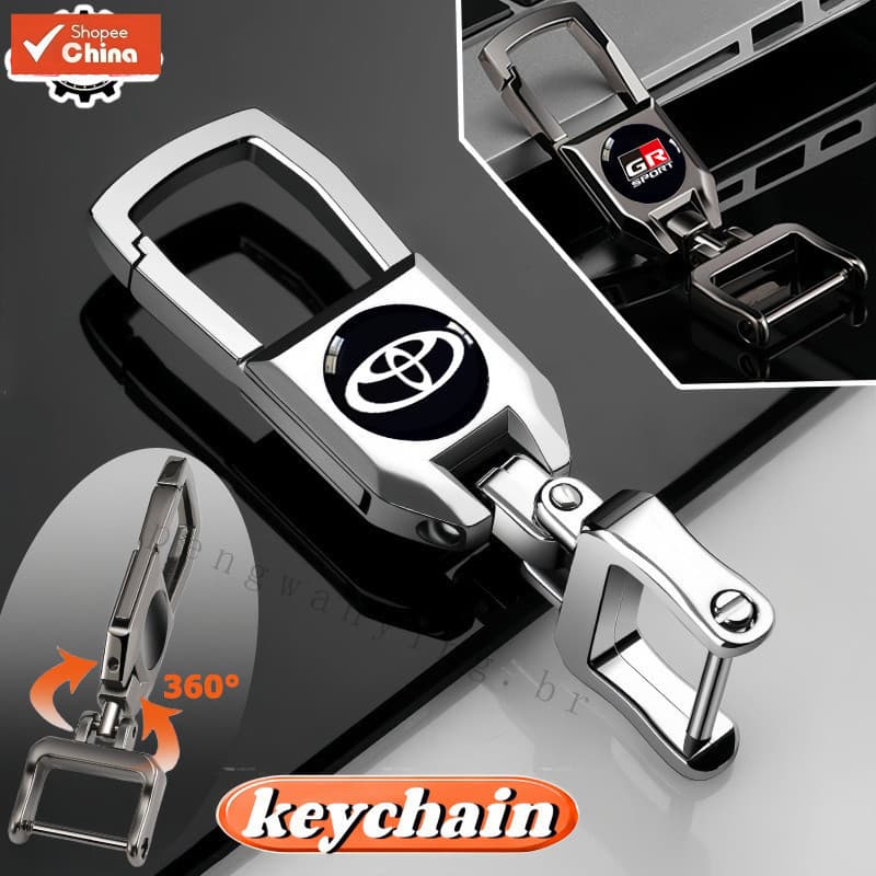 Chaveiro Universal para Carro Toyota 360 °         Corrente Anti-Perda com Logotipo 3D para Rotação Suave para Corolla C