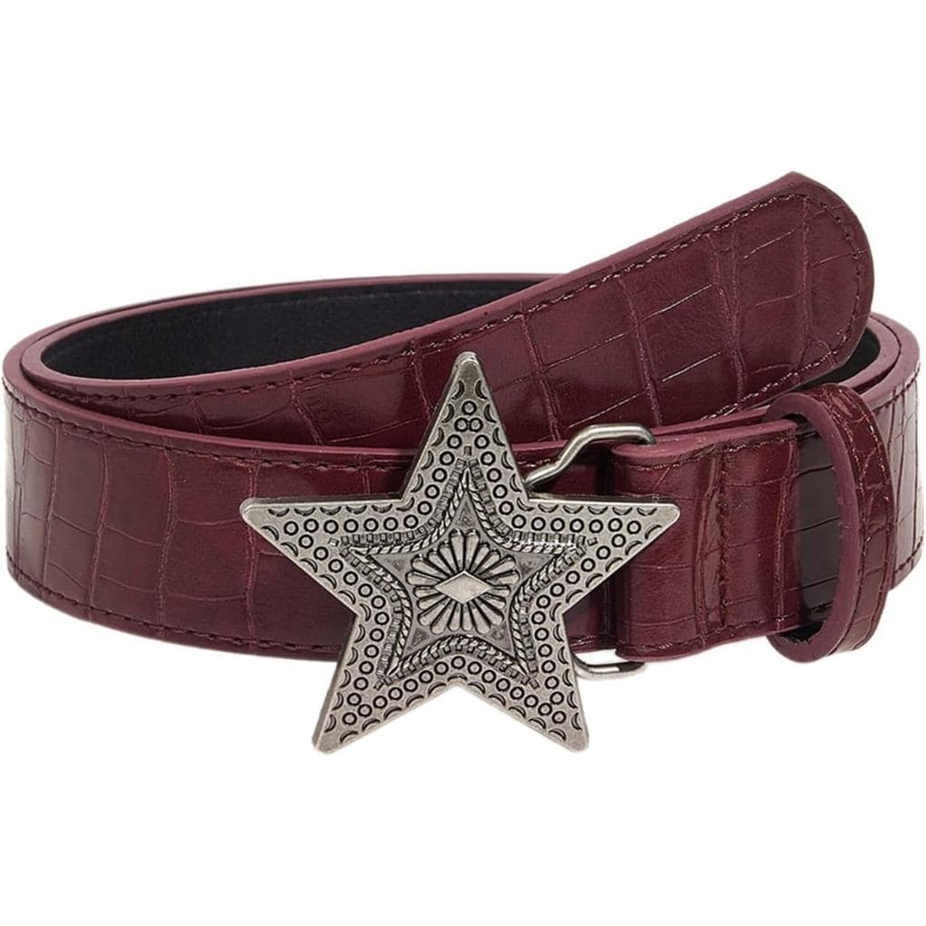 Cintos com Fivela de Estrela Metálica, Cinto de PU Estampado Estético, para Calças Jeans, Cinto Feminino Estilo An