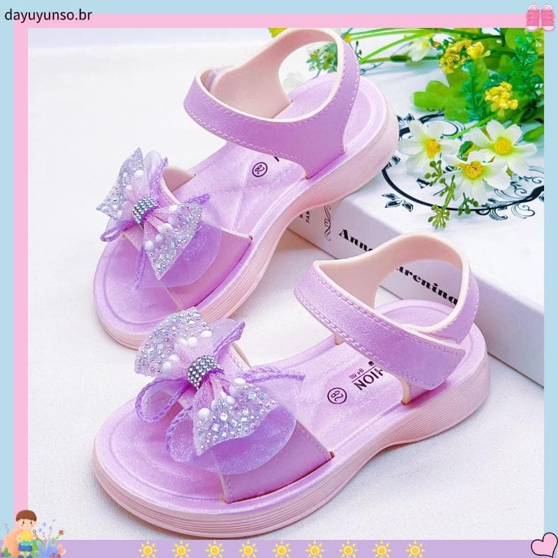 Meninas sandálias novo estilo verão bonito princesa meninas arcos pequeno médio grande crianças antiderrapante sola maci