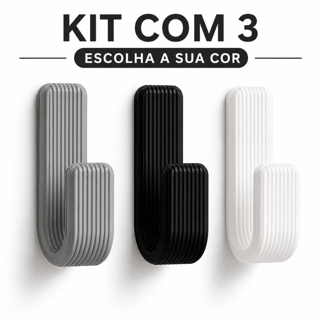 Kit de 3 Ganchos Suporte Resistente Com Fita Dupla Face 3M Para Toalhas Roupas Acessórios Alta Fixação Organizador