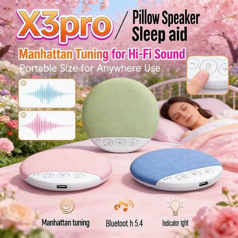 Alto-Falantes X3pro sleep Pillow , Som Estéreo HiFi , Mini Falante BT De Condução Óssea , Com Ruído Branco , Suporte Par