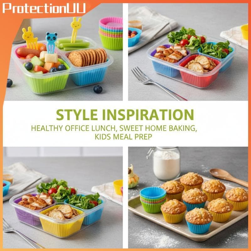 PROTE 12/24 Unidades Divisores De Caixa Bento De Silicone E Copos De Vestir Para Almoço Infantil BR