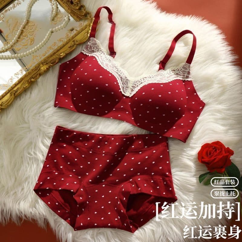 Roupa interior de renda feminina terno pele-amigável respirável confortável antibacteriano suporte macio bonito conjunto