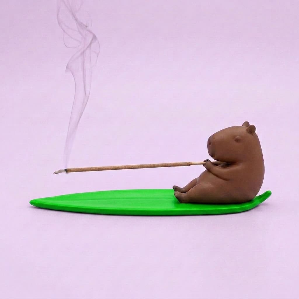 Incensário Pescador Capivara Decorativo Porta Incenso Artesanal com Folha  Decoração Relaxante e Espiritual