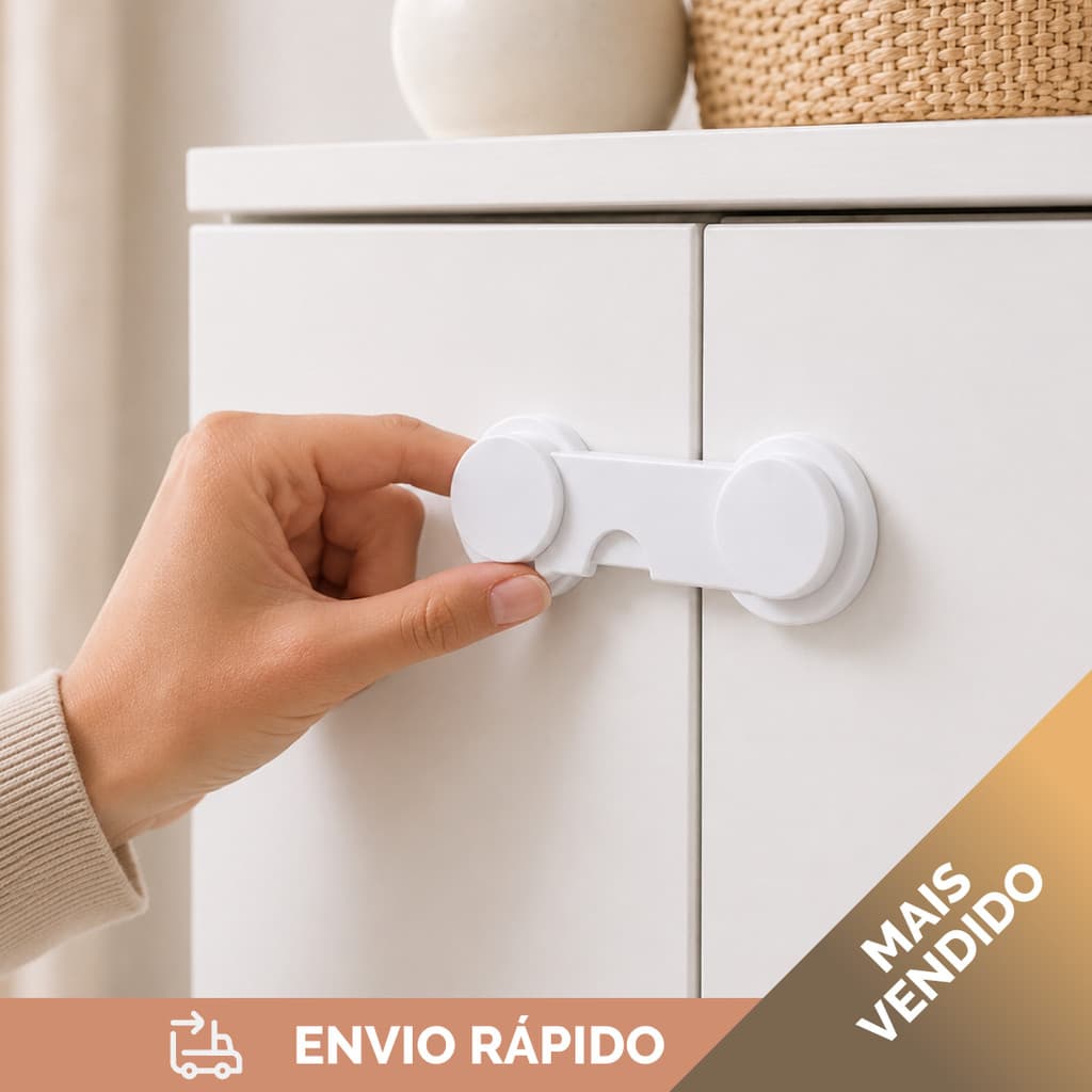 Trava De Gaveta Armário Porta Segurança Proteção Bebe Kit Trava Protetor Bebe Criança Adesivo 3M