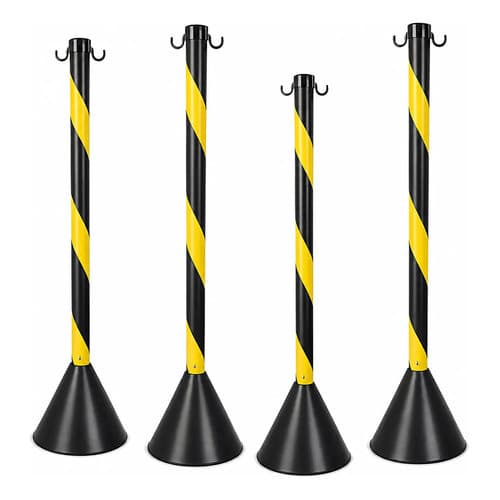 Kit 4 Pedestal Zebrado 10mt Corrente Zebrada Preta E Amarela