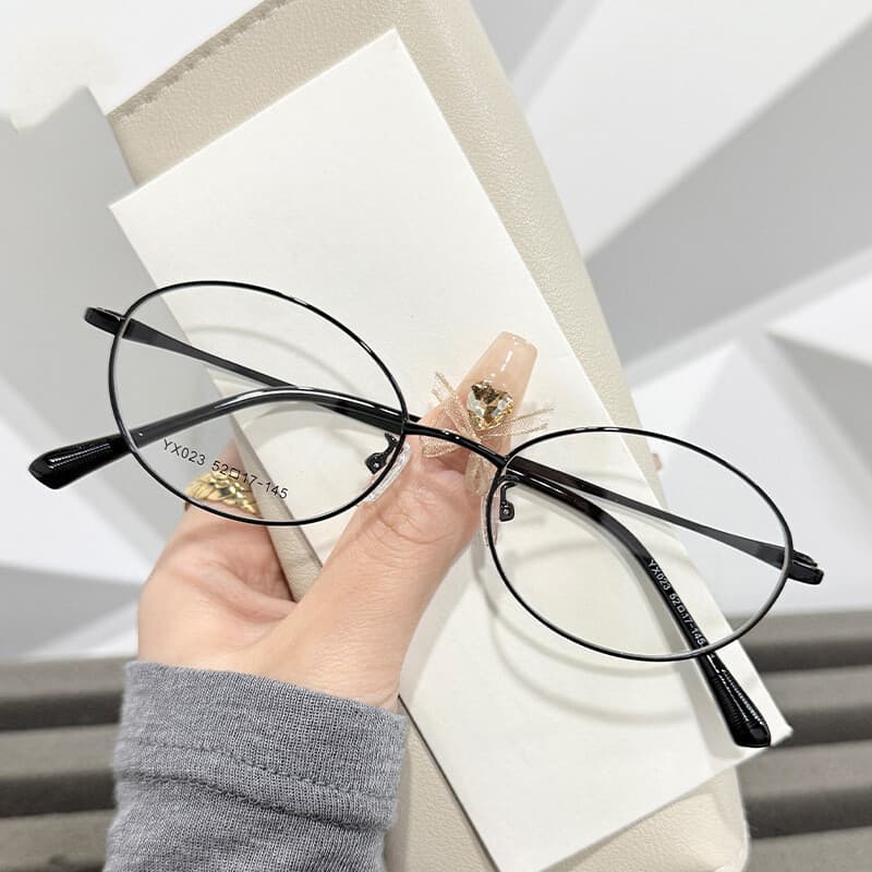 Óculos Femininos Anti Luz Azul Ovais De Metal Para Computador