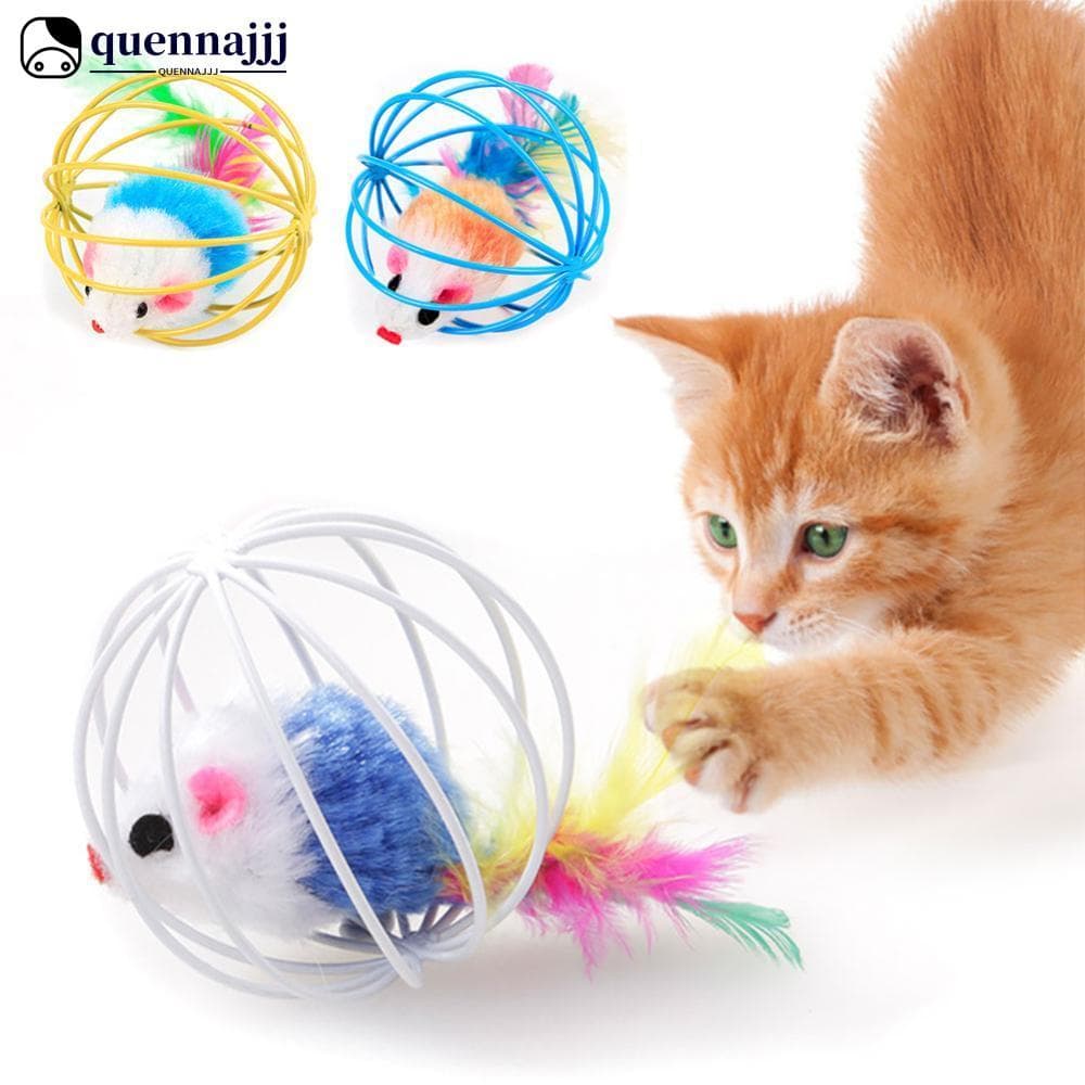 QUENNA 6cm Engraçado Pena Varinha Mouse Gaiola Brinquedo Gato Teaser Suprimentos Para Animais De Estimação Jogando Brinq